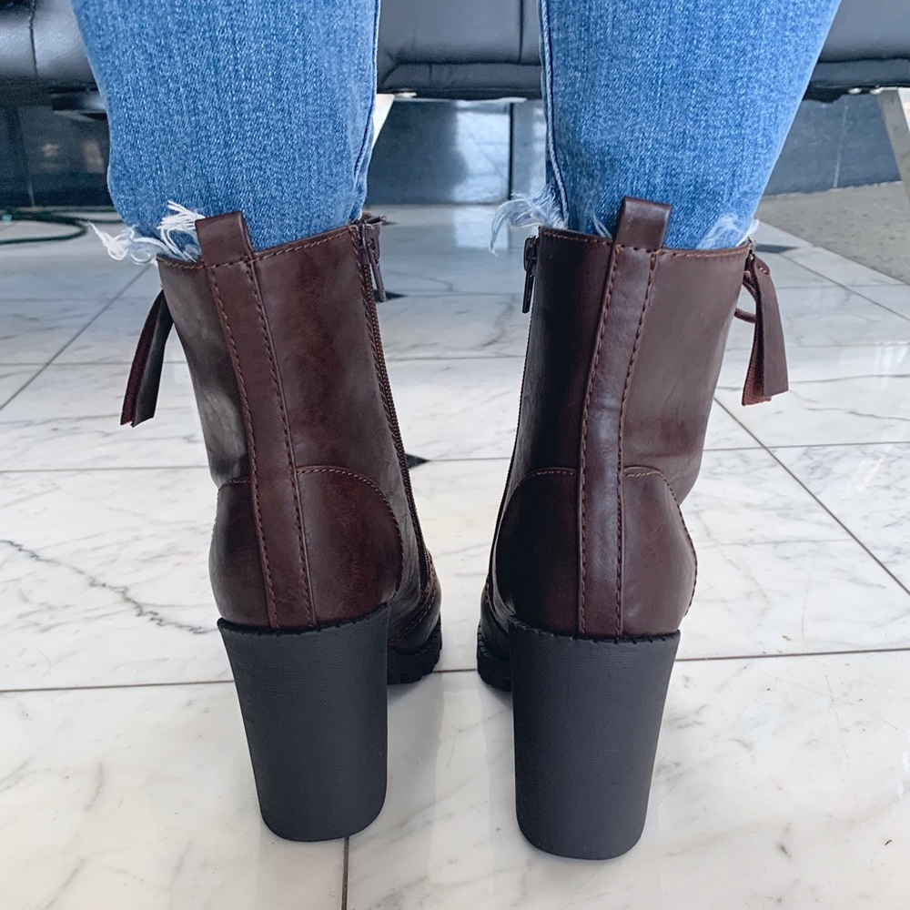 Heel Combat Booties - Brown - Picture 3 of 8